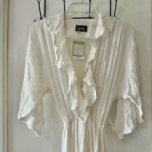 Sybil Vintage White Tweed-Knit Ruffled Maxi Dress - Picture 2 of 10